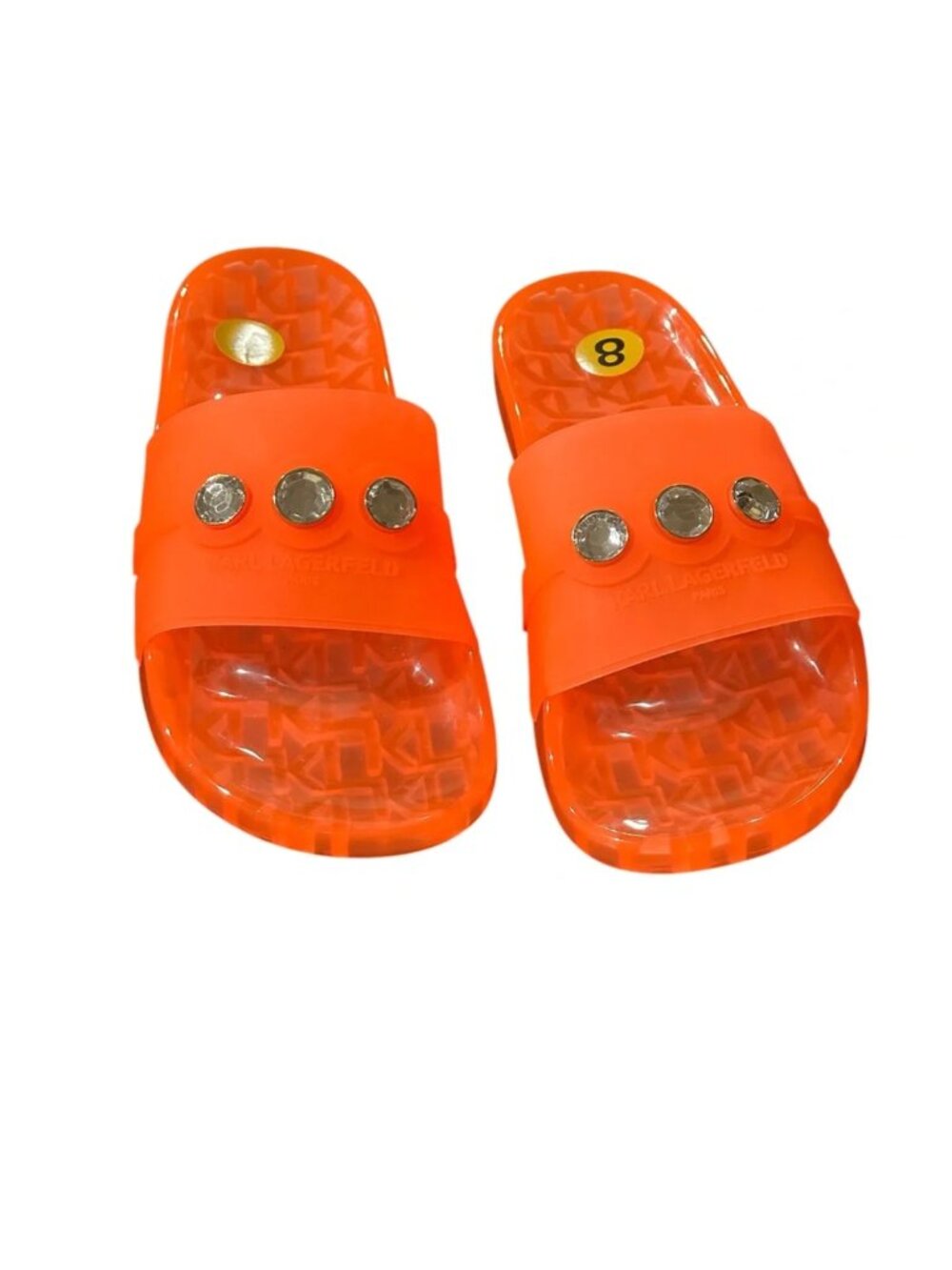 NEW Karl Lagerfeld Paris Women's Billi Fashion Slide Sandal Bright Orange